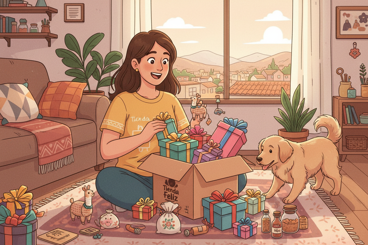 un cliente comprando online que le llega regalos gratis